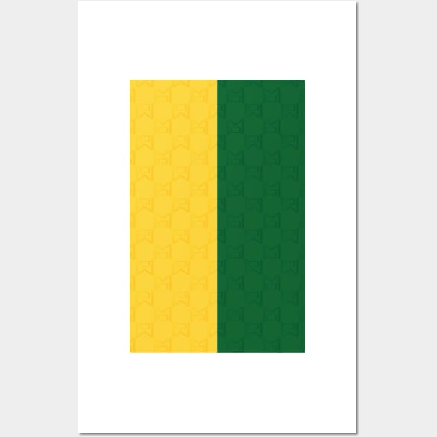 Manchester United Newton Heath Retro 1992 - 1994 Yellow and Green Halves Wall Art by Culture-Factory